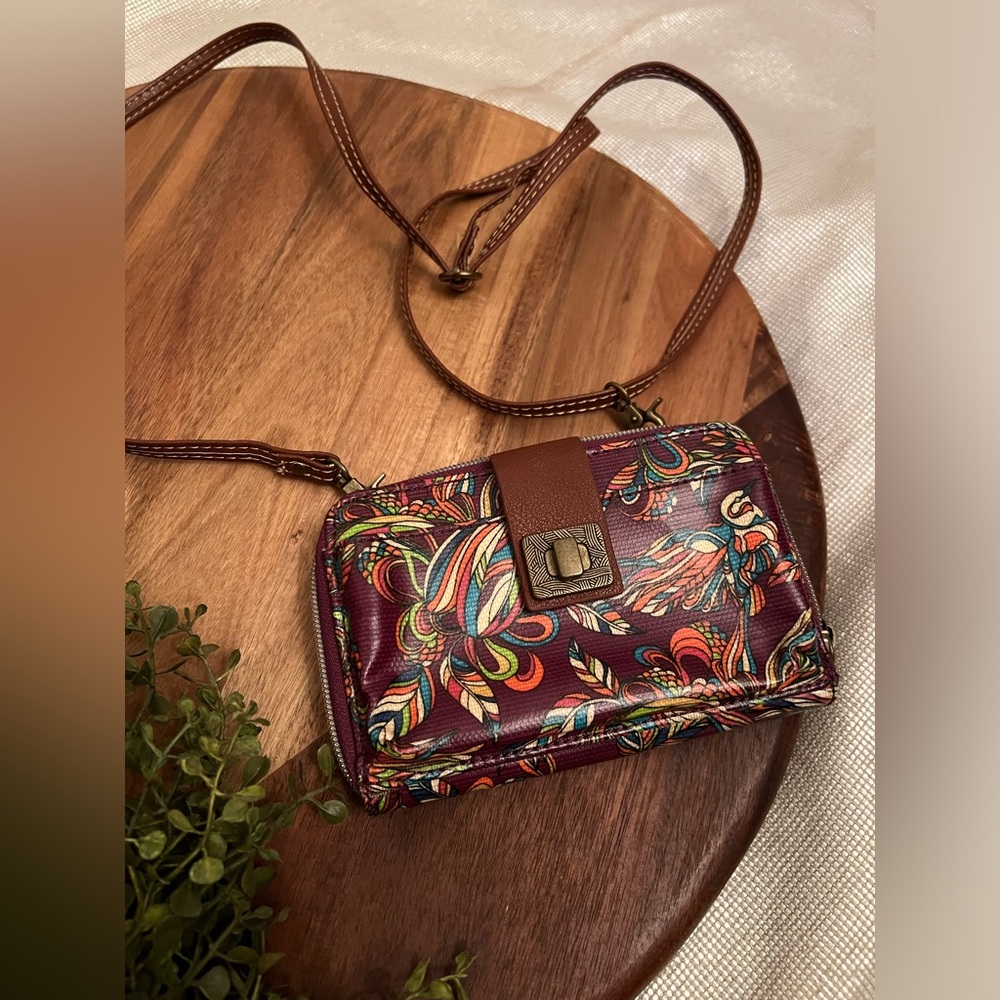 Sakroots Mulberry Treehouse Zip  Smartphone Crossbody Bag w/ Detachable Strap